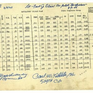 BOCKSCAR CREW MULTI SIGNED FLIGHT PLAN 8/9/1945 PSA DNA AD28584 (D) RARE