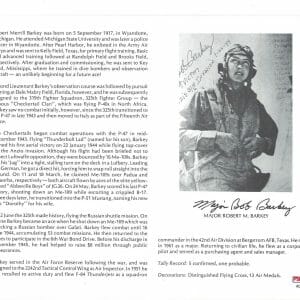 ROBERT BARKEY SIGNED 8X10 (D) PSA DNA AC42060 WWII ACE 5 KILLS