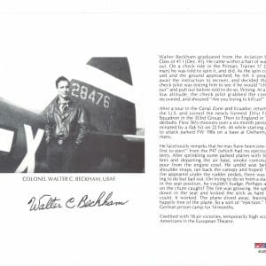 WALTER BECKHAM SIGNED 8X10 (D) PSA DNA AC42079 WWII ACE 18 KILLS