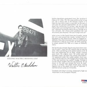 WALTER BECKHAM SIGNED 8X10 (D) PSA DNA AC42078 WWII ACE 18 KILLS