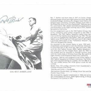 REX BARBER SIGNED 8X10 (D) PSA DNA AC42053 WWII ACE 5 KILLS