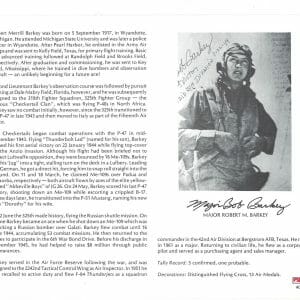 ROBERT BARKEY SIGNED 8X10 (D) PSA DNA AC42059 WWII ACE 5 KILLS