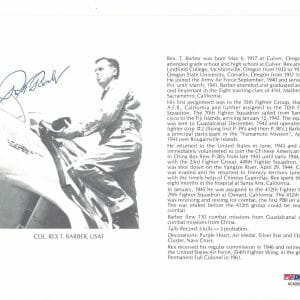 REX BARBER SIGNED 8X10 (D) PSA DNA AC42054 WWII ACE 5 KILLS