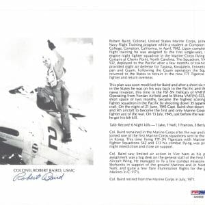 ROBERT BAIRD SIGNED 8X10 (D) PSA DNA AC42036 WWII WAR ACE 6 KILLS