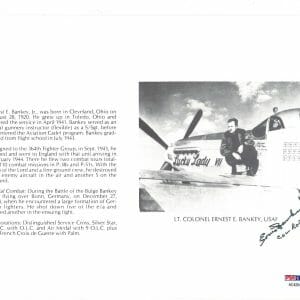 ERNEST BANKEY SIGNED 8X10 (D) PSA DNA AC42047 WWII ACE 11.1 KILLS ACE IN A DAY