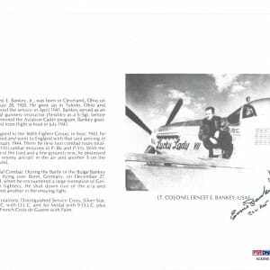 ERNEST BANKEY SIGNED 8X10 (D) PSA DNA AC42048 WWII ACE 11.1 KILLS ACE IN A DAY