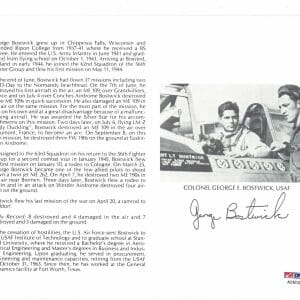 GEORGE BOSTWICK SIGNED 8X10 (D) PSA DNA AC42120 WWII ACE 8 KILLS