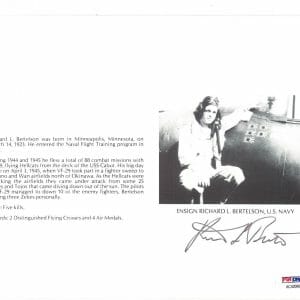 RICHARD BERTELSON SIGNED 8X10 (D) PSA DNA AC42090 WWII ACE 5 KILLS