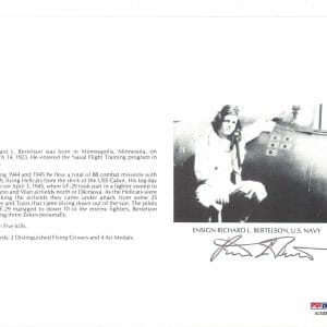RICHARD BERTELSON SIGNED 8X10 (D) PSA DNA AC42089 WWII ACE 5 KILLS
