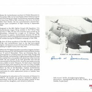 ROBERT ASCHENBRENER SIGNED 8X10 (D) PSA DNA AC42023 WWII WAR ACE 10 KILLS