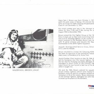 SAM BROWN SIGNED 8X10 (D) PSA DNA AC42138 WWII ACE 16 KILLS
