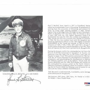 PAUL BECHTEL SIGNED 8X10 (D) PSA DNA AC42073 WWII ACE 5 KILLS