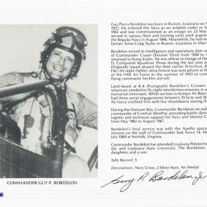 GUY BORDELON SIGNED 8X10 (D) PSA DNA Z30614 KOREAN WAR ACE 5 KILLS