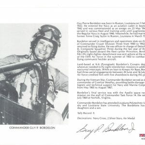 GUY BORDELON SIGNED 8X10 (D) PSA DNA AC42118 KOREAN WAR ACE 5 KILLS