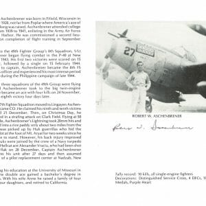 ROBERT ASCHENBRENER SIGNED 8X10 (D) PSA DNA Z70646 WWII WAR ACE 10 KILLS