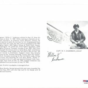 WILLIE Y ANDERSON SIGNED 8X10 (D) PSA DNA AC42015 WWII WAR ACE TRIPLE ACE