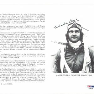 CHARLES BOND SIGNED 8X10 (D) PSA DNA AC42115 WWII ACE 9.5 KILLS AVG FLYING TIGER