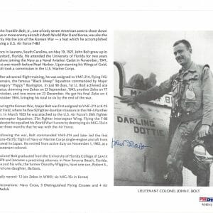 JOHN BOLT SIGNED 8X10 (D) PSA DNA AC42112 WWII ACE 12 KILLS