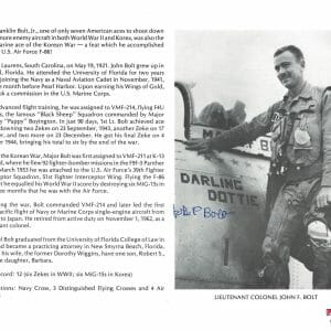 JOHN BOLT SIGNED 8X10 (D) PSA DNA AD79147 WWII ACE 12 KILLS