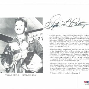 STEPHEN BETTINGER SIGNED 8X10 (D) PSA DNA AC42093 KOREAN WAR ACE 6 KILLS