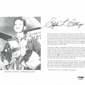 STEPHEN BETTINGER SIGNED 8X10 (D) PSA DNA AC42094 KOREAN WAR ACE 6 KILLS