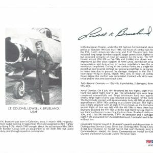 LOWELL BRUELAND SIGNED 8X10 (D) PSA DNA AC42141 WWII ACE 14.5 KILLS