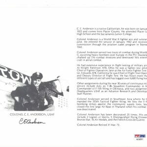 CE BUD ANDERSON SIGNED 8X10 PSA DNA AC42011 WWII WAR ACE 16.25 KILLS P-51 ACE