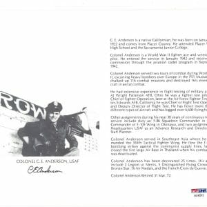 CE BUD ANDERSON SIGNED 8X10 PSA DNA AC42012 WWII WAR ACE 16.25 KILLS P-51 ACE