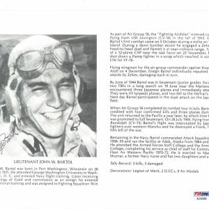 JOHN BARTOL SIGNED 8X10 (D) PSA DNA AC42066 WWII ACE 5 KILLS
