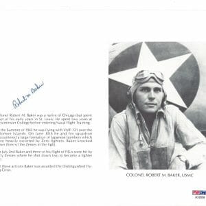 ROBERT BAKER SIGNED 8X10 (D) PSA DNA AC42039 WWII WAR ACE 5 KILLS