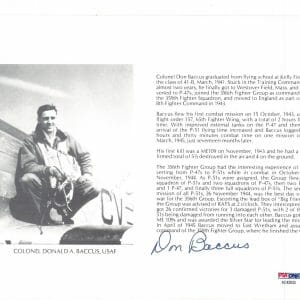 DON BACCUS SIGNED 8X10 (D) PSA DNA AC42033 WWII WAR ACE 5.5 KILLS