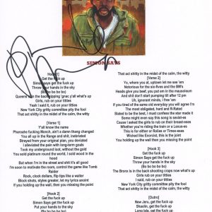 Pharoahe Monch Signed Autographed Simon Says Lyric Sheet Rapper Hip Hop ACOA COA