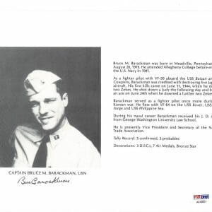 BRUCE BARACKMAN SIGNED 8X10 (D) PSA DNA AC42051 WWII ACE 5 KILLS