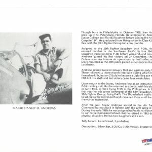 STANLEY ANDREWS SIGNED 8X10 (D) PSA DNA AC42017 WWII WAR ACE 6 KILLS