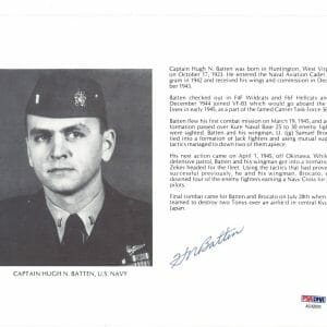 HUGH BATTEN SIGNED 8X10 (D) PSA DNA AC42070 WWII ACE 7 KILLS