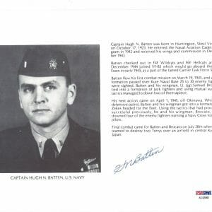 HUGH BATTEN SIGNED 8X10 (D) PSA DNA AC42069 WWII ACE 7 KILLS