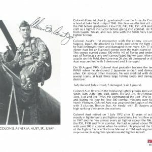 ABNER AUST JR SIGNED 8X10 (D) PSA DNA Z19470 WWII ACE 8 KILLS