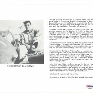 STANLEY ANDREWS SIGNED 8X10 (D) PSA DNA AC42018 WWII WAR ACE 6 KILLS