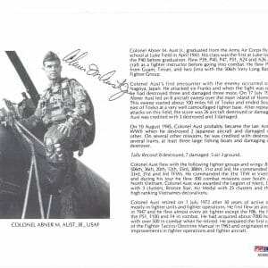 ABNER AUST JR SIGNED 8X10 (D) PSA DNA AC42026 WWII ACE 8 KILLS