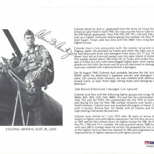 ABNER AUST JR SIGNED 8X10 (D) PSA DNA AC42025 WWII ACE 8 KILLS