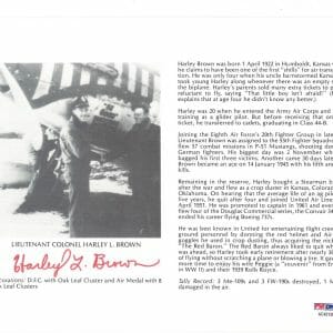 HARLEY BROWN SIGNED 8X10 (D) PSA DNA AC42130 WWII ACE 7 KILLS