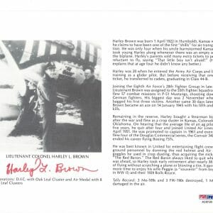 HARLEY BROWN SIGNED 8X10 (D) PSA DNA AC42129 WWII ACE 7 KILLS