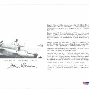 NORMAN BERREE SIGNED 8X10 (D) PSA DNA AC42086 WWII ACE 9 KILLS