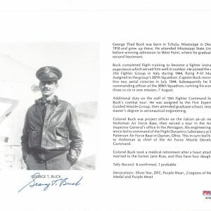 GEORGE BUCK SIGNED 8X10 (D) PSA DNA AC42148 WWII ACE 6 KILLS