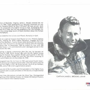 JAMES BROOKS SIGNED 8X10 PSA DNA AC42124 WWII ACE 13 KILLS