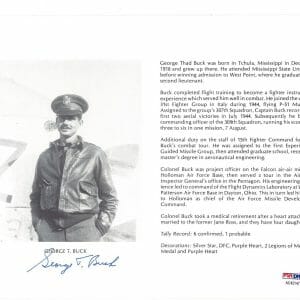 GEORGE BUCK SIGNED 8X10 (D) PSA DNA AC42147 WWII ACE 6 KILLS