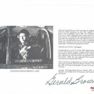 GERALD BROWN SIGNED 8X10 (D) PSA DNA AC42127 WWII ACE 5 KILLS