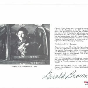 GERALD BROWN SIGNED 8X10 (D) PSA DNA AC42126 WWII ACE 5 KILLS