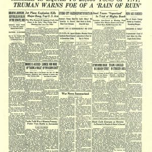 ENOLA GAY CREW SIGNED NEW YORK TIMES FRONT PAGE PRINT PSA DNA AB13913 (D) X3