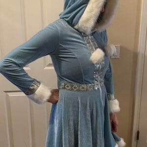 Chasing Fireflies Women 4/6 Teal Eskimo Dress White Fur L/S Velvet